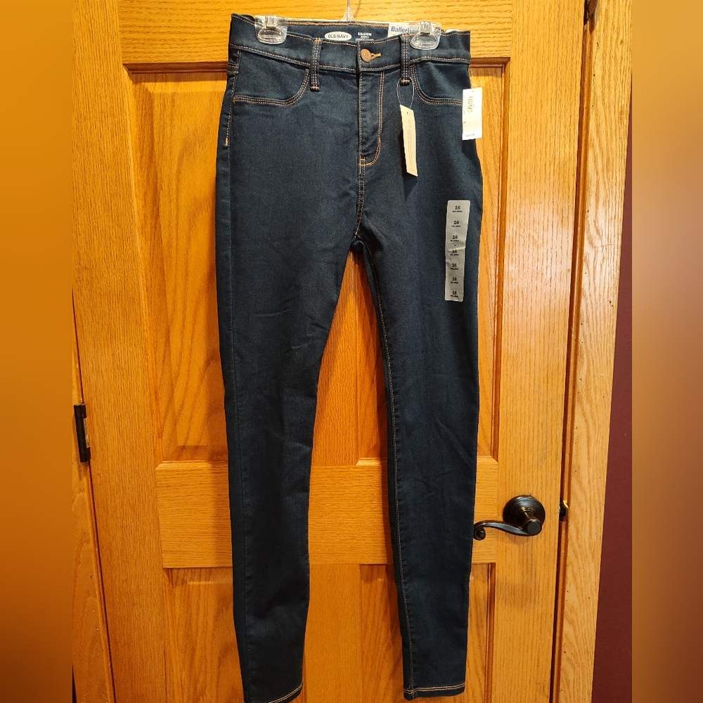 NWT Old Navy Girls Dark Blue Ballerina Jeans, Jeggings, 360 deg Stretch,Skinny